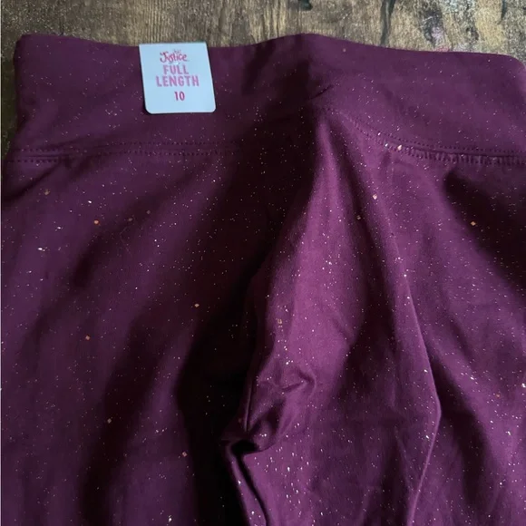 New Justice Burgundy Glitter Full Length Leggings Girls 10 NWT - Picture 6 of 6